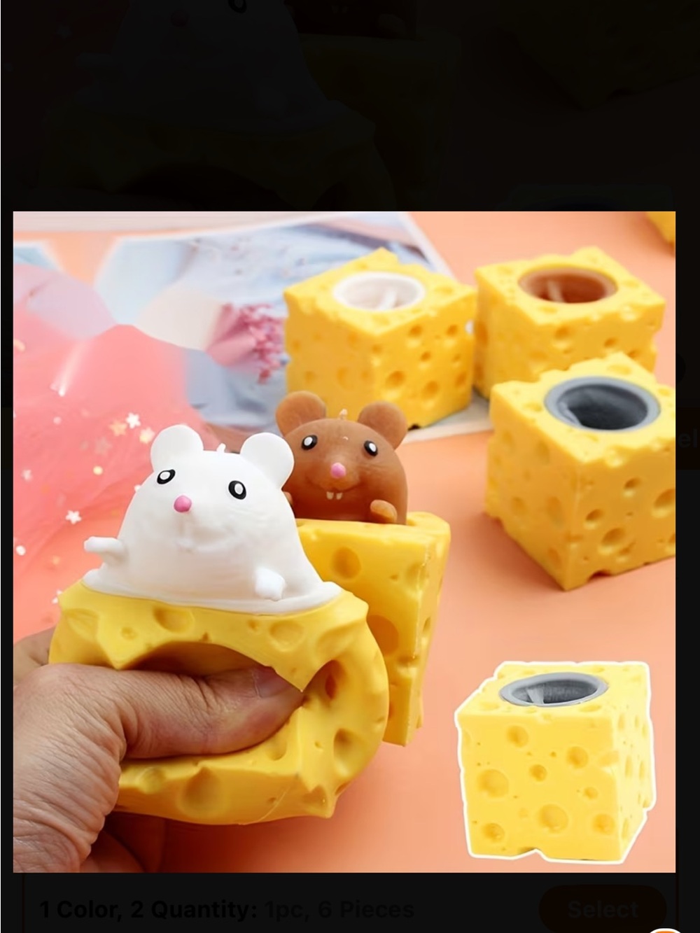 Cute Hamster/Mouse Cheese Squishy Toy - Yellow, White, Brown